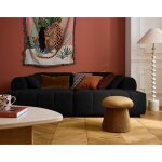 Ray - canap droit 4 places avec double mridienne - assise profonde - en tissu textur - noir