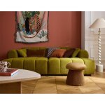 Ray - canap droit 4 places avec double mridienne - assise profonde - en tissu textur - vert
