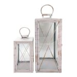 Rebecca mobili lot de 2 grands bougeoirs en mtal pvc blanc pour maison jardin