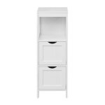Rebecca mobili armoire à colonnes armoire de salle de bains en bois blanc avec 2 tiroirs et une étagère ... Rebecca mobili armoire à colonnes armoire de salle de bains en bois blanc avec 2 tiroirs et une étagère ...