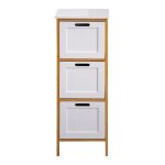 Rebecca mobili commode de salle de bains 3 tiroirs mdf bois blanc bambu Rebecca mobili commode de salle de bains 3 tiroirs mdf bois blanc bambu