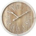 Rebecca mobili horloge murale ronde shabby marron blanc mdf 40x40x45