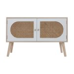 Buffet en bois 2 portes blanc marron style scandinave - rebecca mobili - meuble de salon