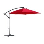 Rebecca mobili parapluie de jardin parasol rouge 3x3 en acier dcentralis ouverture  manivelle