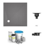 Receveur de douche  carreler 150 x 150 wedi fundo primo carr coulement excentr + bonde horizontale ...