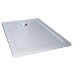 Receveur de douche 70x140x4 cm rectangle acrylique mod. flower effet pierre blanc