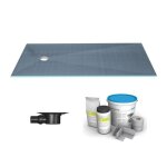 Receveur de douche  carreler 180 x 90 wedi fundo primo rectangle coulement excentr + bonde horizontale ...