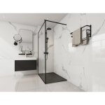 Receveur de douche extra plat  poser ou  encastrer recoupable en rsine smc avec siphon - noir - 120 ...