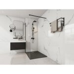 Receveur de douche extra plat  poser ou  encastrer recoupable en rsine smc avec siphon - noir - 120 ...