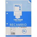 Recharge de feuilles a5 - pacsa - 21201 / 21204 - 100 pages - 70 g - 4 anneaux