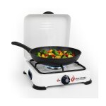 R�chaud � gaz 1 feu 1500w br�leur fonte amovible lavable gaz butane ou propane blanc laqu� grille couvercle ...