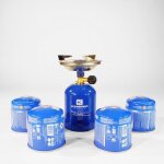 R�chaud � gaz 2200w coque acier + 4 cartouches de gaz 190g kemper