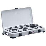 R�chaud � gaz 3 feux 4100w - br�leurs fonte amovibles grille et couvercle - plaque de cuisson gaz butane ...