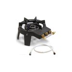Rechaud � gaz 98 kw fonte v�ritable 4 pieds 2 bruleurs + tuyau gaz flexible 1. 50m triglav