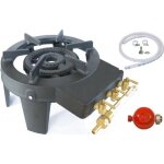 Rechaud à gaz 98 kw fonte véritable 4 pieds 2 bruleurs + tuyau gaz flexible 1. 50m + détendeur propane ... Rechaud à gaz 98 kw fonte véritable 4 pieds 2 bruleurs + tuyau gaz flexible 1. 50m + détendeur propane ...