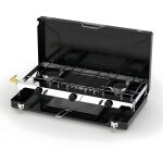 R�chaud � gaz - incasa - 2 feux + grill / toaster int�gr� - 4500 w - 3 br�leurs - acier �maill� - butane ...