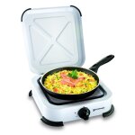 Rchaud gaz de camping 1 feu 1300w blanc grille amovible 4 pieds kemper