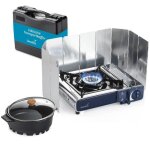 R�chaud � gaz skandika brann 1 feu - camping barbecue robuste - acier - r�glable - allumage piezo - mallette ...