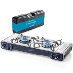 R�chaud � gaz skandika brann 2 feux - camping barbecue robuste - acier - r�glable - allumage piezo - ...