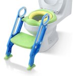 R�ducteur de wc pour enfants naizy - si�ge avec escalier pliable et hauteur r�glable - bleu et vert