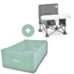 Rehausseur de chaise pliable popn sit gris et baignoire b�b� pliable ingenuity