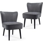 Relax4life lot de 2 chaises en velours avec pieds en bois fauteuil de salon avec dossier et coussin en ...