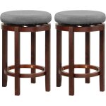 Relax4life lot de 2 tabouret de bar rotatif � 360� tabouret haut rond en bois caoutchouc avec repose ...