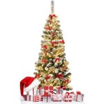Relax4life arbre de noël led 140cm au crayon floqué de neige base pliable en métal sapin de noël pour ... Relax4life arbre de noël led 140cm au crayon floqué de neige base pliable en métal sapin de noël pour ...