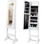 Armoire � bijoux avec miroir - relax4life - 18 lumi�res led - miroir de maquillage int�gr� - doublure ...