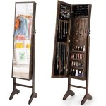 Relax4life armoire � bijoux sur pied 4 angles r�glables & porte verrouillable & 4 �tag�res organisateur ...