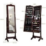 Relax4life armoire � bijoux sur pied avec miroir r�glable et lumi�res led porte verrouillable avec cl� ...