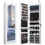 Armoire  bijoux murale avec miroir - relax4life - 5 lumires automatiques - 3 hauteurs rglables - 6 ...