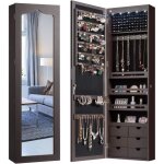 Armoire  bijoux avec miroir murale - relax4life - 5 lumires automatiques - 6 tiroirs - miroir rangement ...