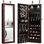 Relax4life armoire  bijoux verrouillable avec miroir plein&ledorganisateur de bijoux accrochable en ...