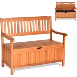 Banc dextrieur - relax4life - en bois d?acacia - espace de rangement - coffre de jardin - accoudoirs ...