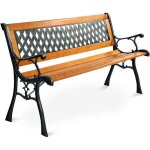 Relax4life banc de jardin en fonte pour 2 - 3 personnes sige  lattes en bois de pin&accoudoirs&pieds ...