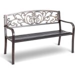 Relax4life banc de jardin en fonte d?acier pour 2 - 3 personnes - dossier cisel&accoudoirs arrondis&piedsutil ...