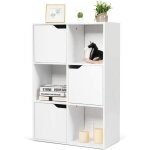Relax4life bibliothque 6 compartiments avec 3 portes meuble de rangement anti - basculement avec 3 tagres ...