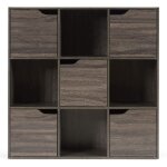 Relax4life bibliothque 9 compartiments - 5 portes armoire de rangement en bois - 3 tagres pour livre ...