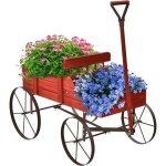 Relax4life brouette dcorative en bois - 4 roues en mtalchariot  fleurs capacit de charge 15kgpour ...