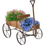 Relax4life brouette dcorative en bois avec 4 roues en mtal chariot  fleurs capacit de charge 15kg ...