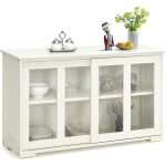 Relax4life buffet de cuisine 2 portes coulissantes en verre & 2 couches réglables meuble rangement 107x33x64 ... Relax4life buffet de cuisine 2 portes coulissantes en verre & 2 couches réglables meuble rangement 107x33x64 ...