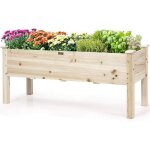 Relax4life carr potager bois sur pieds en sapin avec trous de drainage jardinire surlev charge max ...