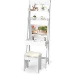Relax4life coiffeuse 3 en 1 avec tabouret & miroir flip & tagre table compact polyvalent avec 3 crochets ...