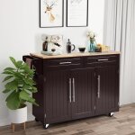 Relax4life desserte cuisine buffet  roulettes 3 portes & 2 tiroirs & 6 compartiments porte - serviettes ...