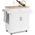 Relax4life desserte de cuisine avec roulettes grand chariot de rangement en bois avec porte - serviette ...