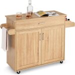 Relax4life desserte de cuisine avec roulettes grand chariot de rangement en bois avec porte - serviette ...