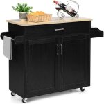 Relax4life desserte de cuisine avec roulettes grand chariot de rangement en bois avec porte - serviette ... Relax4life desserte de cuisine avec roulettes grand chariot de rangement en bois avec porte - serviette ...