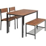 Relax4life ensemble table à manger avec 2 chaises et banc 4pcs table de salle à manger 4 personnes pour ... Relax4life ensemble table à manger avec 2 chaises et banc 4pcs table de salle à manger 4 personnes pour ...
