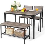 Relax4life ensemble table à manger avec 2 chaises et banc 4pcs table de salle à manger 4 personnes pour ... Relax4life ensemble table à manger avec 2 chaises et banc 4pcs table de salle à manger 4 personnes pour ...